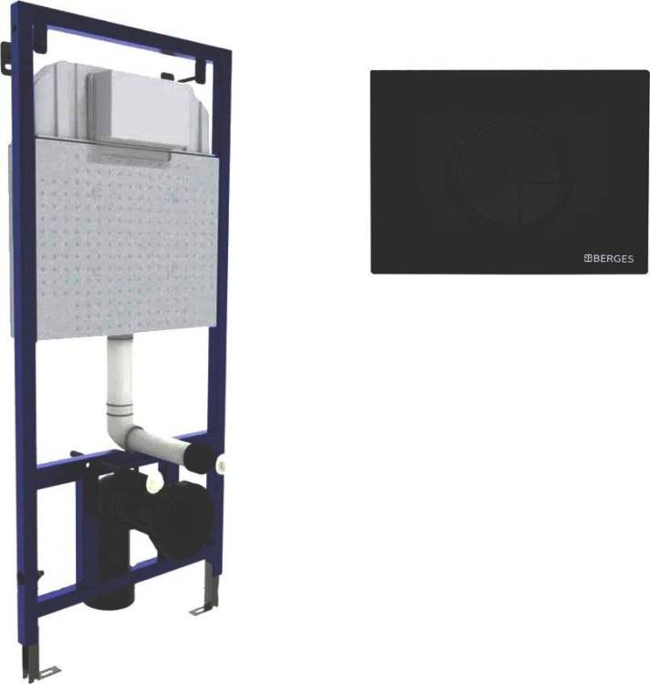Система инсталляции для унитазов Berges Novum 040225 с кнопкой смыва, черная