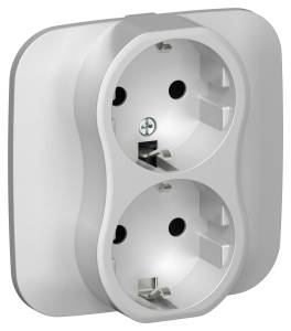 Розетка 2-местная с заземлением IEK Flite FI-R21A-16-1-K47 алюминий