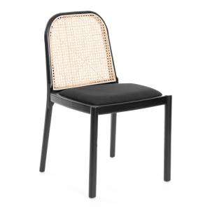 Стул Tetchair Freya 24410 черный, дерево вяз, ротанг, ткань лён