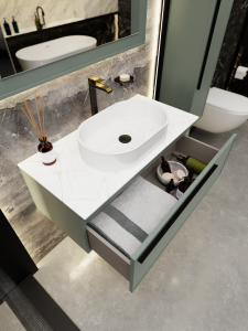 Тумба с раковиной La Fenice Elba Grigio NFNC-01-ELB-G-80-3-M-GG серо-зеленая матовая, 80 см
