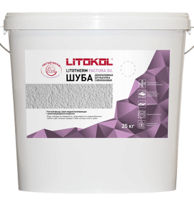 Декоративная силиконовая штукатурка Litokol LitoTherm Factura Sil шуба 1.5 мм белая 25 кг