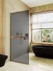 Душевая перегородка MaybahGlass MGD-730-3у 79x195, стекло графит матовый 8 мм, профиль золото
