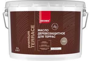 Масло деревозащитное для террас Neomid Terrace шелковисто-матовое орех 9 л