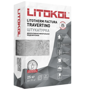 Моделирующая минеральная штукатурка Litokol LitoTherm Factura Travertino 25 кг