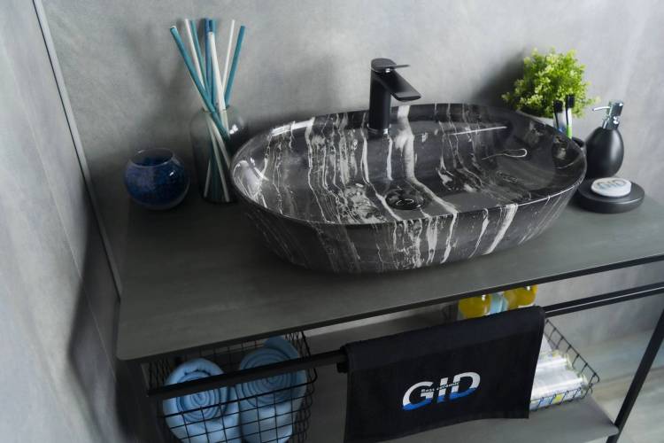 Раковина Gid Lago Bs1346 54466 глянцевая, под камень, 61x41x14
