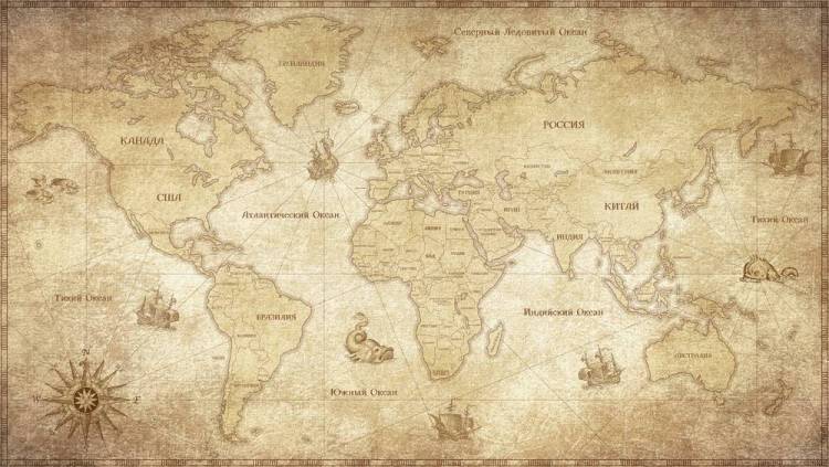 3D Фотообои Artegrafico «Карта мира в винтажном стиле» MAP005 канвас