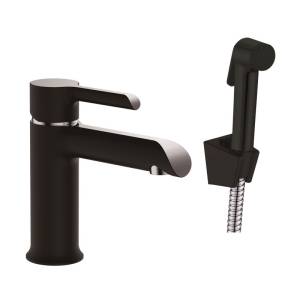 Смеситель для раковины Haiba HB12805-7 с гигиенической лейкой, черный/хром