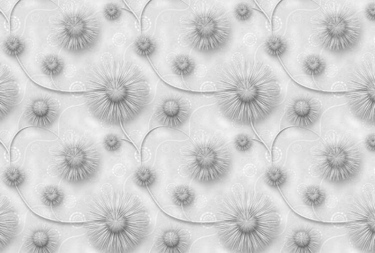 3D Фотообои Artegrafico «Объемная вязь с серыми одуванчиками» VL-003 канвас