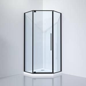 Душевой уголок Black&White S815-900 профиль черный, стекло прозрачное, 90x90x195