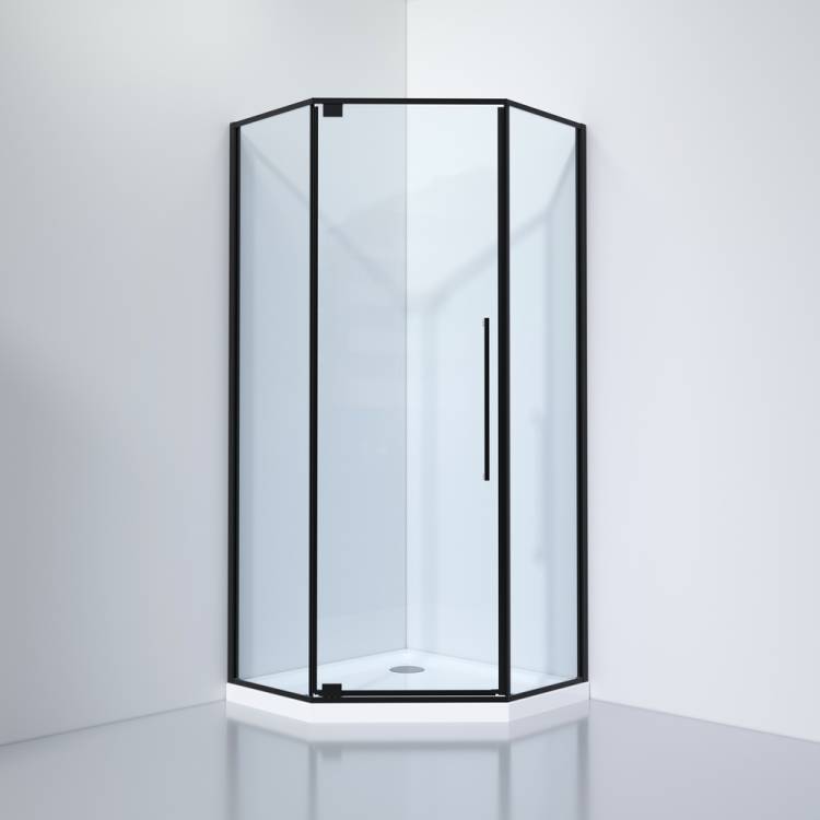 Душевой уголок Black&White S815-900 профиль черный, стекло прозрачное, 90x90x195