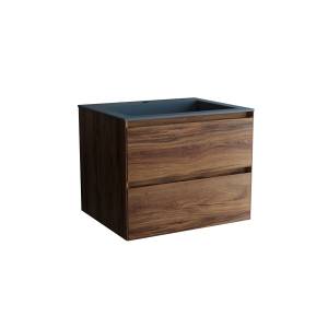 Тумба с раковиной Vincea Luka 600 2 выкатных ящика, C.Oak, раковина серая