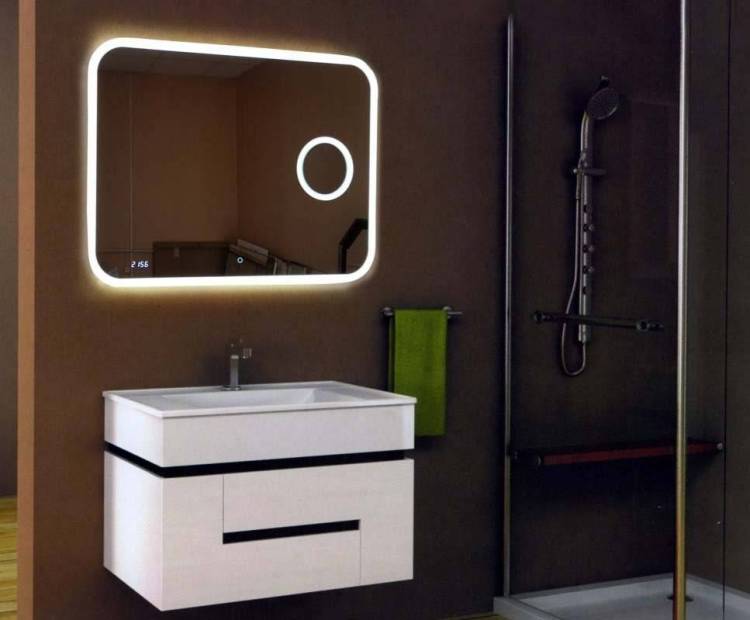 Зеркало Relisan Constance 100x70 с подсветкой, увеличительным зеркалом и часами