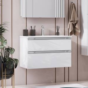 Тумба с раковиной Roca The Gap 80, 2 ящика, белый глянец