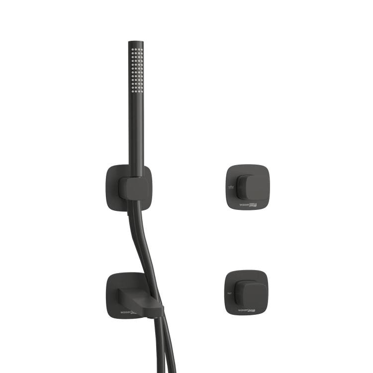 Душевой комплект Wasserkraft Nuthe A9151.264.315.327.242.217 черный, встраиваемый, с изливом, с лейкой