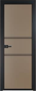 Межкомнатная дверь Profil Doors 2 AX цвет профиля Черный, стекло безопасное 6 мм монохром капучино 800x2000