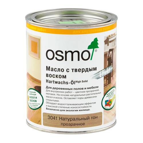 Масло с твердым воском Osmo Hartwachs-Öl Effekt Эффект «Натур» 3041 натуральный тон матовое 0.22 л