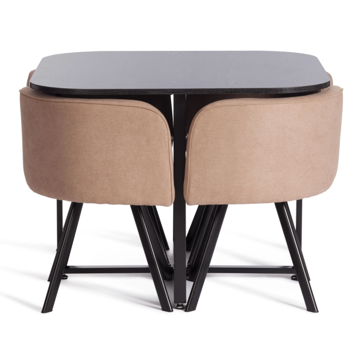 Набор обеденный Tetchair Quadron (mod. PT14) 21301 бежевый, черный, стулья шенилл 100x100x73