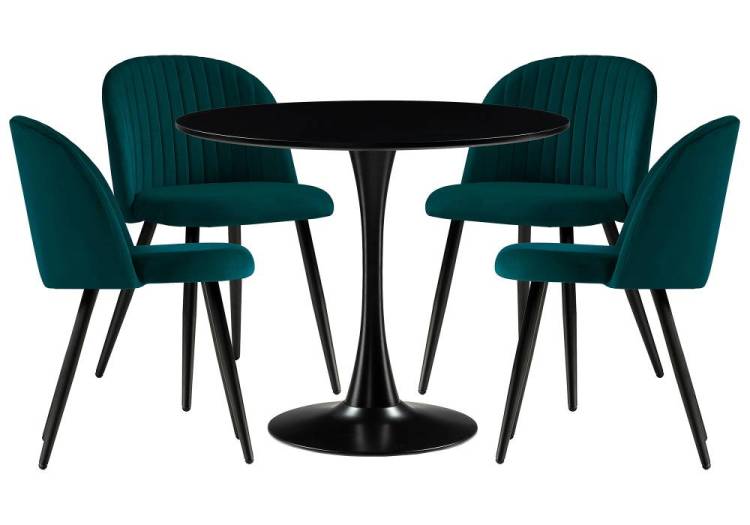 Обеденная группа Woodville Аринай 528366 green, black, стулья ткань