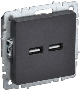 Розетка USB type A+A IEK Brite BR-U21-D31-K02 черный