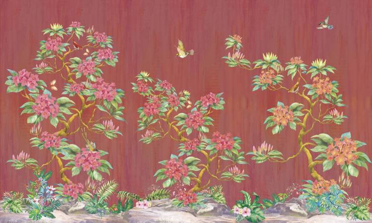 Фреска Ortograf Flora 31114 Lana light cordovan Филиграна со стразами FM-F/S