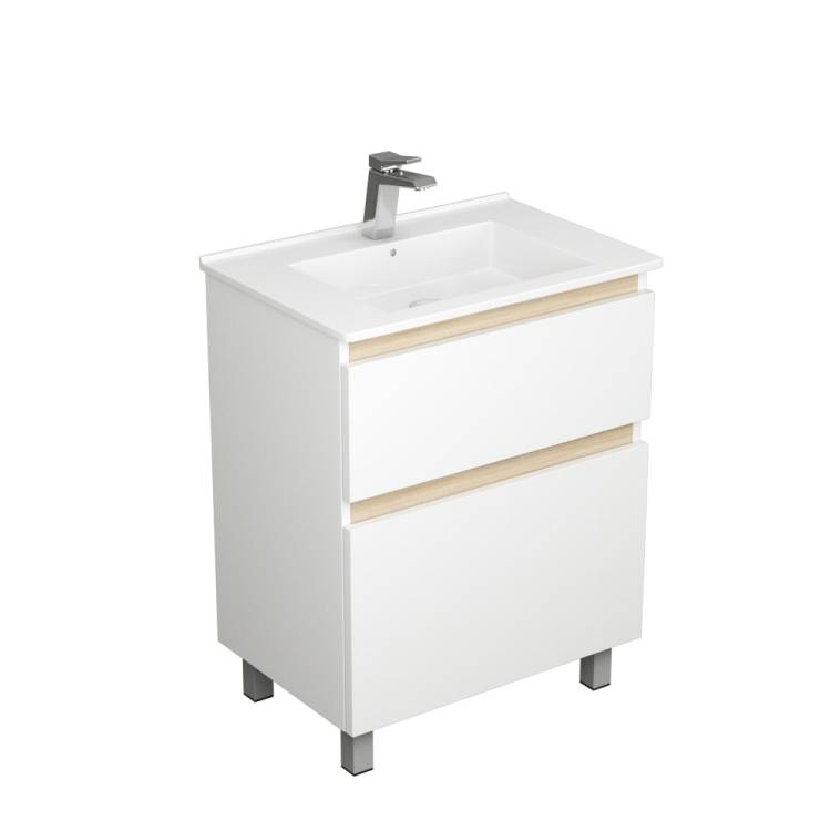 Тумба с раковиной Uncoria Ариль 65 56518 белый, дуб сонома