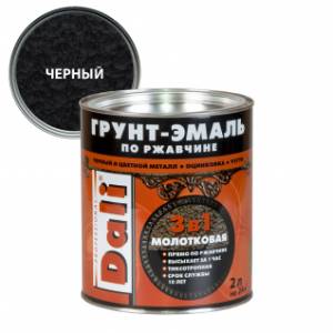 Грунт-эмаль по ржавчине 3 в 1 молотковая алкидная Dali черный 2 л