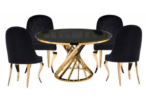 Обеденная группа Woodville Аган 599483 black, gold, стулья велюр
