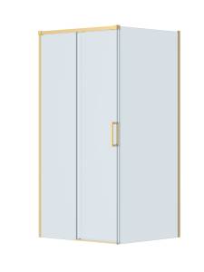 Душевой уголок Cezares PLANE-AH-1-100/90-C-BORO профиль брашированное золото, стекло прозрачное, 100x90x195