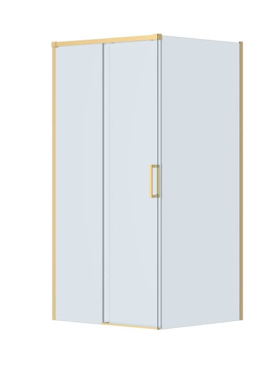 Душевой уголок Cezares PLANE-AH-1-100/90-C-BORO профиль брашированное золото, стекло прозрачное, 100x90x195