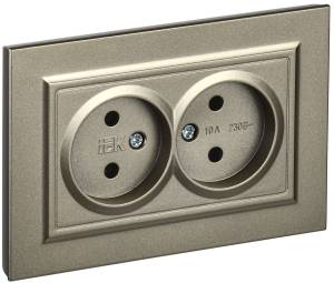 Розетка 2-местная IEK Brite BR-R20-10-K37-F шампань