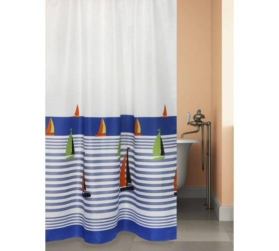 Штора для ванной Bath Plus Regatta ch17022 180x200, белый, синий