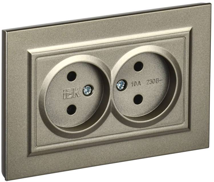 Розетка 2-местная IEK Brite BR-R20-10-K37-F шампань