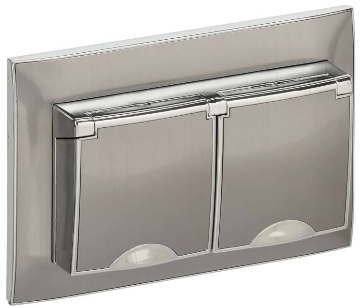 Розетка 2-местная с крышкой IEK Skandy SK-R26-16-44-K50-F никель