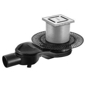 Душевой трап Berges Wasserhaus Platz Norma 91158 напольный 100x100 хром глянец, боковой выпуск