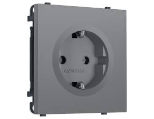 Комплект механизма электрической розетки с заземлением Ambrella Volt Sigma MS866010 платиново-серый мягкое касание