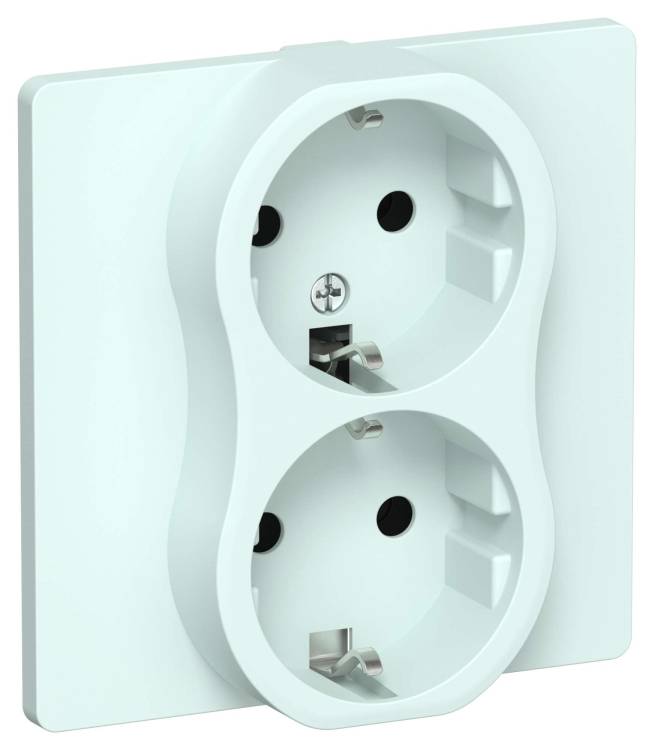 Розетка 2-местная с заземлением IEK Flite FI-R21C-16-1-K94 холодный лед
