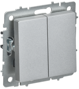 Выключатель 2-клавишный перекрестный IEK Brite BR-V23-0-10-K47 алюминий