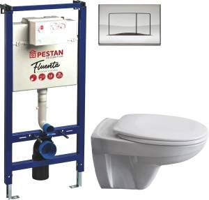 Комплект  Унитаз подвесной Pestan Fluenta Basic 40006460 + Система инсталляции для унитазов Pestan Fluenta 40006356 + Кнопка смыва Pestan Fluenta Acti