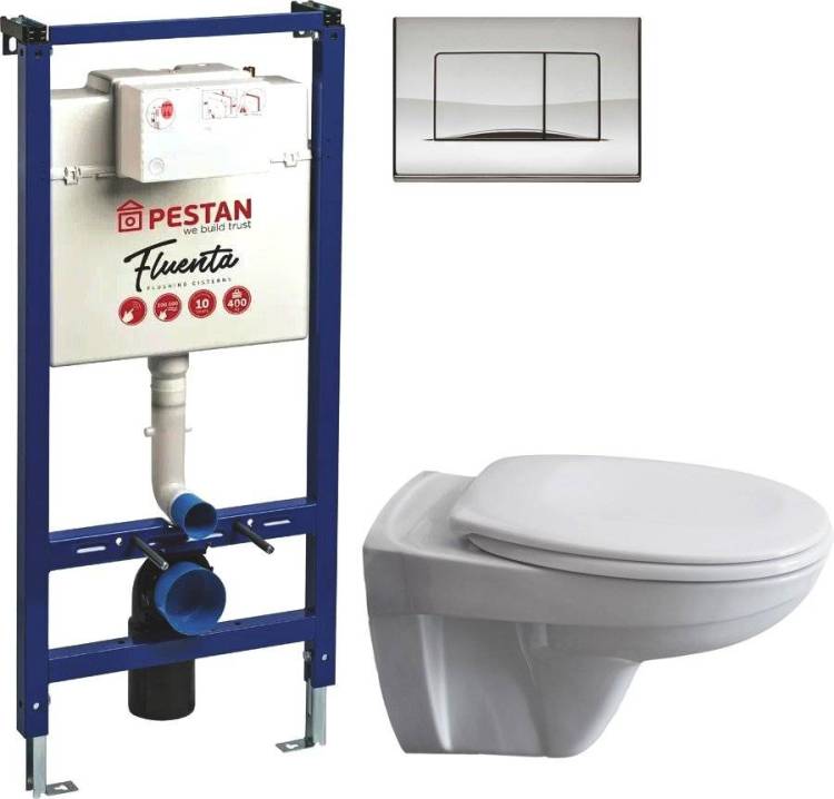 Комплект  Унитаз подвесной Pestan Fluenta Basic 40006460 + Система инсталляции для унитазов Pestan Fluenta 40006356 + Кнопка смыва Pestan Fluenta Acti