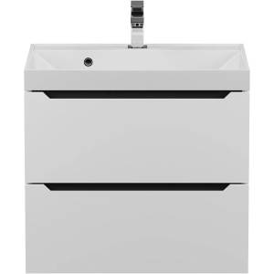Тумба с раковиной Uperwood Tanos 29111020229 подвесная, матовая, белая, графит, 60 см