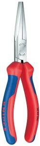 Плоскогубцы KNIPEX механика, плоские широкие губки с крестовой насечкой, 200 мм, хром, 2К ручки