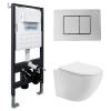 Комплект Abber Bequem AC1100T-AC0105-AC0120 унитаз подвесной, безободковый, сиденье микролифт, белый, кнопка хром