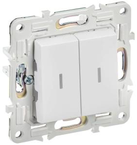 Выключатель 2-клавишный IEK Skandy SK-V20-1-10-K01 арктический белый