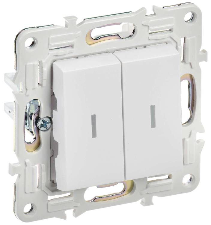 Выключатель 2-клавишный IEK Skandy SK-V20-1-10-K01 арктический белый