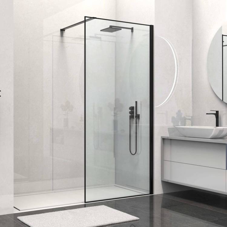 Душевая перегородка Vincea Walk-In VSW-1HS800CLB профиль черный матовый, стекло прозрачное, 80x200
