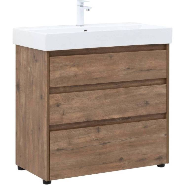 Тумба с раковиной Aquanet Nova Lite 00302477 85 дуб рустикальный, 3 ящика