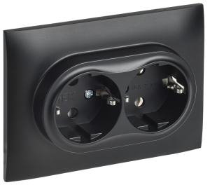 Розетка 2-местная с заземлением IEK Skandy SK-R21-16-K02-F черный