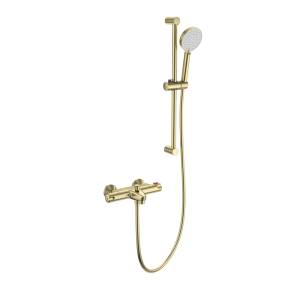 Смеситель для ванны Wonzon & Woghand WW-C2001-A-BG термостатический, с душевым гарнитуром, брашированное золото