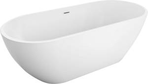 Акриловая ванна BelBagno Uno BB701-1500-730-K отдельностоящая, овальная, с ножками, со сливом-переливом, с донным клапаном