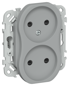 Розетка 2-местная с защитными шторками IEK Flite FI-R23-10-K03 серый